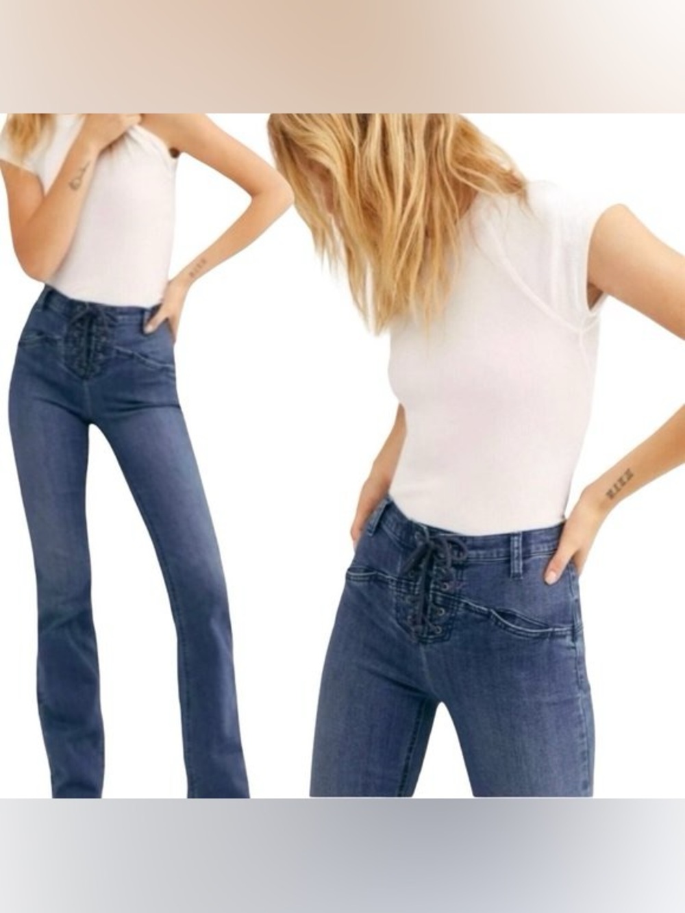 We The Free Eva Lace Up High Rise Flare Jeans